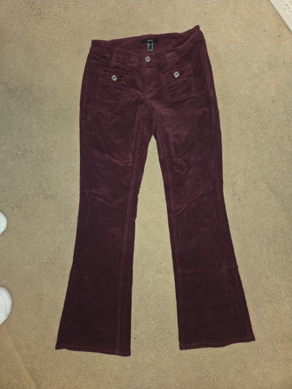 Forever 21 Maroon Corduroy Wide Leg Jeans